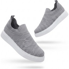 Zerenyus Craig Triko Yüksek Kalite Bağcıksız Slip-On Rahat Erkek Spor Ayakkabı Antrasit
