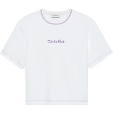 Calvin Klein Ss Fıtted Interlock Ck Coverstıt Beyaz Kadın T-Shirt