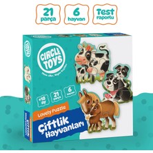 Circle Toys Lovely Puzzle Çiftlik Hayvanları 21 Parça Eğitici Oyun 2 - 4 Yaş Aralığına Uygun