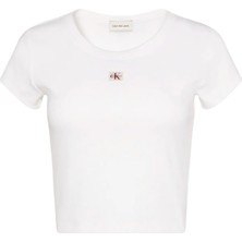 Calvin Klein A- Woven Label 2x2 Rıb Baby Tee Beyaz Kadın T-Shirt