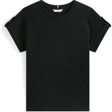 Tommy Hilfiger Gold Button Mdrn C-N, Bds Siyah Kadın T-Shirt
