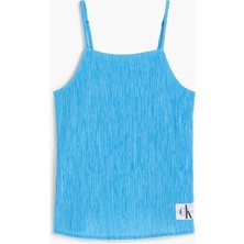 Calvin Klein Crınkle Strap Top Kadın Mavi T-Shirt