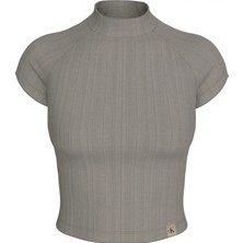 Calvin Klein Warm Texture Rıb Moc, Peo Gri Kadın T-Shirt & Polo