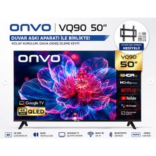 Onvo 50VQ90F3UA 50" 4K QLED Smart Tv | Netflix | Youtube | Askı Aparatı Hediye
