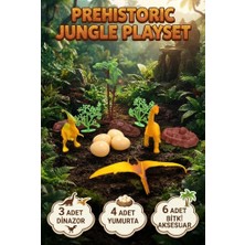 Farbu Oyuncak 3 Dinozorlu Mini Dinozor Eğitici ve Eğlenceli Prehistoric Jungle Figür Oyun Seti