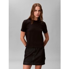 Calvin Klein A - Ss 20S Jsy Logo Siyah Kadın Tişört