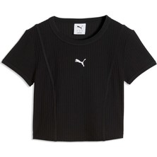Puma Ess Ribbed Baby Tee Kadın Siyah T-Shirt & Polo