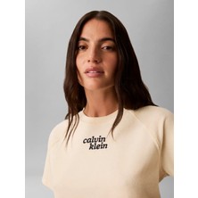 Calvin Klein Ss Towel Terry Cropp, Tgy Krem Kadın T-Shirt