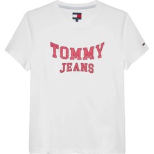 Tommy Hilfiger Tjw Reg Varsıty Tee, Ybl Beyaz Kadın T-Shirt & Polo