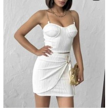 Pelit Moda Metal Aksesuarlı Etek Büstiyer Ikili Takım
