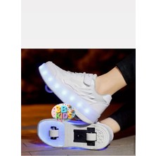 Bemora Kids Işıklı Paten Ayakkabı Beyaz Spor Ayakkabı Erkek Çocuk Kız Çocuk Paten Ayakkabı