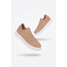 Zerenyus Craig Triko Yüksek Kalite Bağcıksız Slip-On Rahat Erkek Spor Ayakkabı Taba