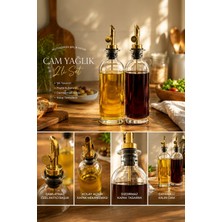 Porsima 3890 Gold Sızdırmaz Kapaklı Cam 2li Yağlık Sirkelik Yağdanlık Seti 500+500 ml