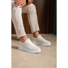 Zerenyus ZRC2623 - Yüksek Kalite Luxen Kalın Taban Süet Erkek Sneaker Beyaz