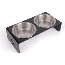 Odea Gobypet 2’li Seramik  ve Su Kabı Seti – Siyah Pleksi Standlı, Kaymaz Paspas Hediyeli (Paslanmaz Metal)