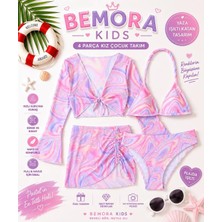 3b Kids Mayoo Bikiniii Takımı Etek Büstiyer Renkli Pembe Renkli Genç Kız Çocuk Plaj Giyim