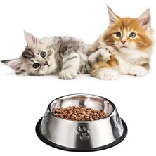Odea Kedi Köpek  Su Kabı Paslanmaz Çelik Kedi ve Köpek  Kabı - Kaymaz Tabanlı, Dayanıklı Besleme Tası (18 Cm)