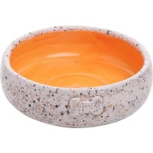 Odea Lüks Seramik  Kabı Pati Kemik Desen Kabartmalı Doğal Renkli Kedi ve Köpek Yemek Su Kasesi, Devrilmez Premium Dekoratif Porselen Yapı 1 Adet Tekli (Beyaz)
