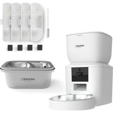Odea Xenon Smart Akıllı Otomatik Kedi  Kabı Besleme Kasesi Çelik Su Pınarı Sebili ve Yedek Filtreler 3'lü Pet Ürünleri Seti (Beyaz)