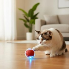 Odea Kedi Oyuncak Topu – Sessiz Motorlu, Kuyruklu Kedi Oyuncağı, Karışık Renk