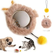 Odea Kedi Topu Oyuncağı, Tüylü Tavşan Kulaklı, Şarjlı Interaktif Top, Sarı Ponpon Kuyruklu, 8.5 cm