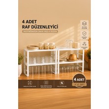 Porsima Org-02 4lü Raf Düzenleyici - Dolap Içi Düzenleyici Raf - Tabak Bardak Rafı - Raf Yükseltici