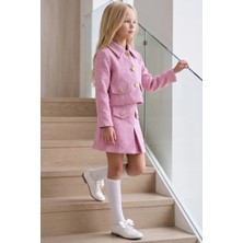 Parla Kids Kız Çocuk Carmen Pudra Pembe Tüvit 23 Nisan Gösteri Kıyafeti 29 Ekim Etek Ceket Yılbaşı Takım