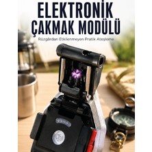 Şarjlı Çalışan El Feneri Elektronik Çakmak Emniyet Kemeri Kesici ve Tornavida Uçlu - Lisinya