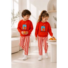 Unisex Kırmızı Çizgili Çocuk Takım