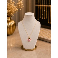 Rome Oro Pembe Beyaz Istiridye Altın Kolye