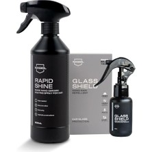 Odea Nasiol Rapidshine + Glasshield Sprey-Avantajlı Set-Araç Bakım Seti-Hızlı Nano Seramik Kaplama ve Araç Camları Için Nano Yağmur Kaydırıcı 2li Set, Derin Parlaklık, Su ve Leke Itici