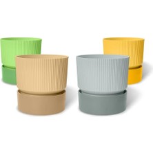 Odea Iksora Saksı Dekoratif Tabaklı Çiçek Kaktüs Saksısı Mat Plastik (1 Adet, Gri, 0.4 Litre)