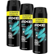 Odea Axe Erkek Sprey Deodorant Apollo 48 Saat Etkileyici Koku 200 ml (3 Paketi)