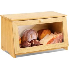 Odea Promosyonca Bambu Ekmek Kutusu, Doğal Bambu Malzeme, Yuvarlak Saplı, 39X23X18 cm
