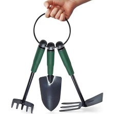 Odea Çapa Tırmık Kürek 3’lü Set Metal Hobi Bahçe El Aletleri Saksı, Çiçek, Bitki ve Toprak Kazma Seti