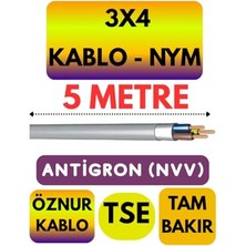 Odea Öznur 3x4 Nym Antigron Kablo, 5 Metre, Gri