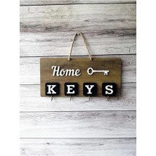 Odea Home Keys El Yapımı Ahşap Anahtar Askısı, Elbise Askısı, Askılık Pano Anahtarlık