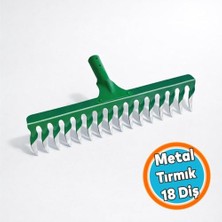 Odea Metal Tırmık Burgulu Bahçe Tarla Tırmığı 18 Diş Çim Peyzaj Yaprak Ot Saman Temizleme Toprak Işleme Alet