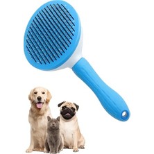 Odea Sogud Mavi Otomatik Temizlenen Tüy Toplama Tarağı – Basmalı Mekanizmalı Kedi ve Köpek Tarağı – Çelik Iğneli, Cilt Dostu, Ergonomik Saplı – Uzun ve Kısa Tüyler Için Bakım Tarağı