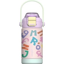 Odea 360 ml Çocuk Termosu Tek Kapak Çift Kullanım Pipetli Rahat Içim Kulplu Paslanmaz Çelik Termos 1104-360ML Lila