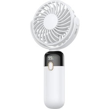 Odea K70 Taşınabilir Şarjlı El Vantilatörü 2400MAH 360° Döner Başlıklı Standlı Dijital Ekranlı Soğutucu Fan Beyaz