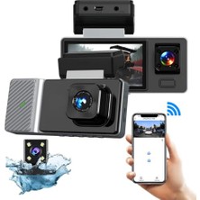 Odea Hasuba 3 Kameralı Araç Içi Kamera Seti - 1080P Full Hd Wi-Fi Destekli Araç Kameralı Güvenlik Sistemi, 170° Geniş Açı, Gece Görüşlü Kabin ve Su Geçirmez Arka Park Kamerası, Wdr Araç Dvr 361