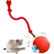 Odea Akıllı Kedi Oyuncağı – Otomatik Yuvarlanan Interaktif Top, Hareketli Kuyruklu, USB Şarjlı, LED Işıklı, 3 Oyun Modu – Eğlenceli Evcil Hayvan Oyuncağı – Kırmızı