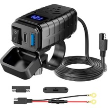 Odea Motosiklet Hızlı Şarj Cihazı 12V-24V Su Geçirmez Çift USB Type-C Pd Hızlı Şarj Portu Gidon Bağlantılı Telefon Tablet Şarj Adaptörü, Motosiklet, Bisiklet, Atv, Tekne, Motor Aksesuarı Mt4