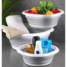 Odea Lirazon 3'lü Katlanır Badya Set, Katlanabilir Akordiyon Leğen Seti, Yer Kaplamayan Çok Amaçlı Plastik Sepet, 3 Parça Saklama Kutusu
