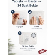 Odea Sas Haus 10’lu Şeffaf Yapışkan Askı | Güçlü Duvar Kancası | Delmeden Montaj, Suya Dayanıklı, Iz Bırakmaz