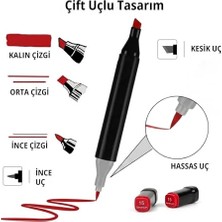 Odea 24'lü Keçeli Kalem Seti - Çift Taraflı Profesyonel Marker Kalem Çizim ve Boya Kalemi Seti (Siyah Çantalı, Standlı)