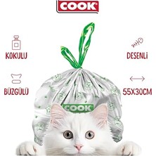 Odea Cook Kedi Tuvaleti Büzgülü Çöp Torbası, 55 x 30 Cm, 20 Yaprak, Sabun Kokulu, Beyaz