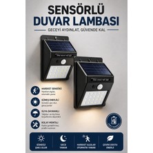 Solar Sensörlü Duvar Lambası Bahçe Lamba 20 LED Işık - Lisinya