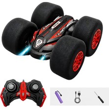 Odea Uzaktan Kumandalı Kırılmaz Sünger Teker 20 Km/h Yapabilen 4x4 Akrobatik Drift Rc Araba LED Işıklı 360° Dönebilen Şarjlı 2.4ghz Takla Atabilen (Kırmızı)